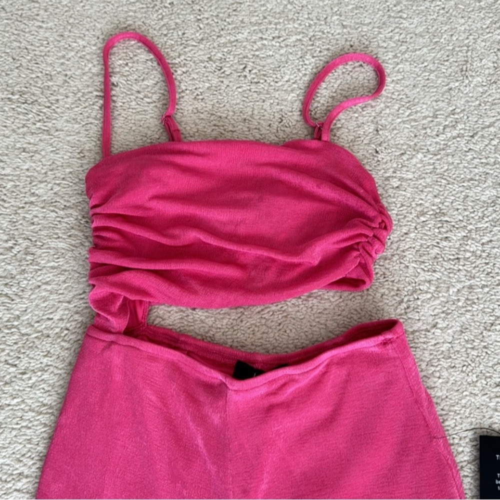 NEW Lulus Hot Pink Cutout Wide-Leg Jumpsuit - Picture 3 of 8